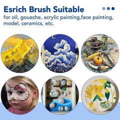 Nylon Hair Paint Brushes 6 Packs 60 Pcs Blue for Acrylic Oil Watercolor