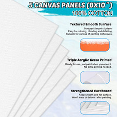 Inburit Art Paint Set for Kids, Painting Supplies Kit with 5 Canvas Panels, 8 Br