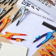 30 Pcs Math Geometry Compass Bulk, 6 Inch Plastic Drawing Compass with Pencils