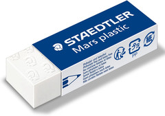 Mars Plastic Vinyl Erasers, 4 Pack, White, Latex-Free