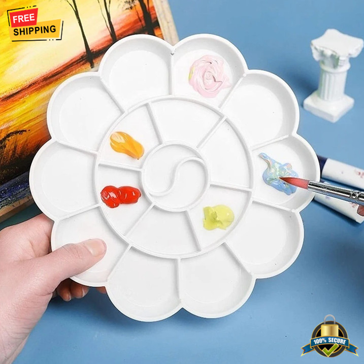 1 pc 18 Well Plastic Paint Palette Tray Flower Shape Artist Palette