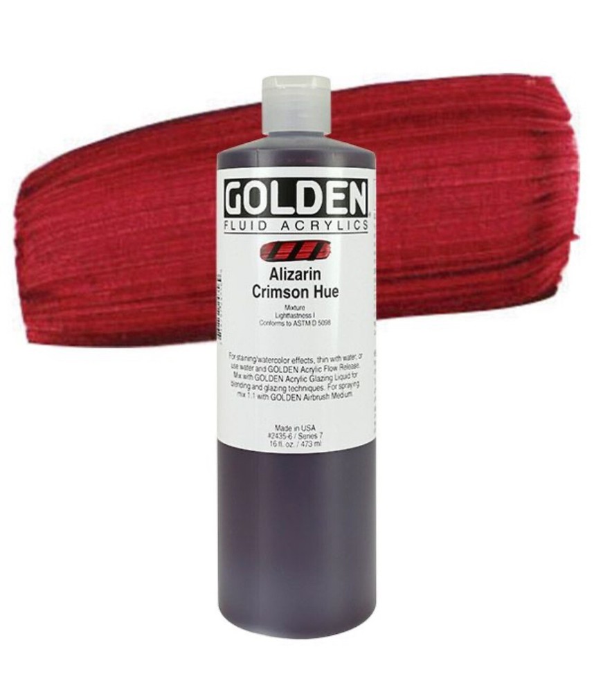 Golden Fluid Acrylic Paint – Alizarin Crimson – 16 oz
