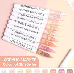9 pcs Acrylic Paint Markers Set Brush Tip Automatic Ink Control Pens