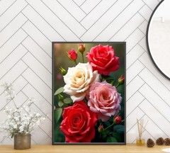 Acrylic Paint by Numbers Kit, Colorful Flowers, 16×20, Unframed Adult Art