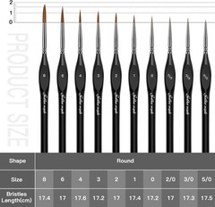 Detail Paint Brushes Set 10pcs Miniature Brushes for Fine Detailing & Art Pai…
