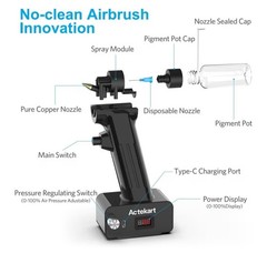 No-Clean Airbrush Kit with Disposable Nozzle, Black