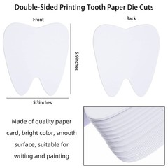 72 Pieces White Paper Tooth Shape Cutouts for Kids DIY Craft Art Project