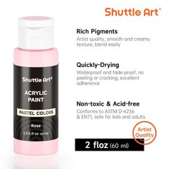 Shuttle Art 40 Pack Pastel Acrylic Paint Set, 30 2 Fl Oz (Pack of 30),