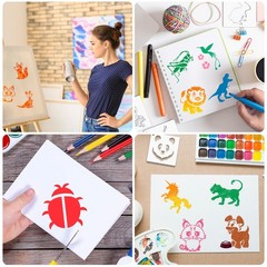 Augshy 56 Pcs Animal Stencils for Painting Craft Drawing 3 x 3 inches, White
