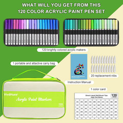 120 Color Acrylic Paint Markers Set – Soft Brush Tip Acrylic Paint Pens and Mark