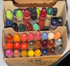 Vintage Used Crayola Crayons 48 Different Brilliant Colors Binney Smith RETIRED