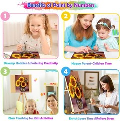 Sunflower DIY Paint by Numbers | 5Pc Set | Adults, Beginners, & Kids 16″W x 20″L