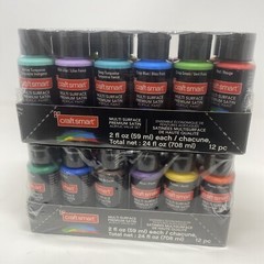 Craftsmart 2 Set Containers Multi Surface Premium Satin Acrylic Paint – 24 Total