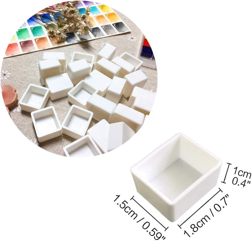 Watercolor Half Pans with Magnetic Stripe 48Pcs White Plastic Empty Artist