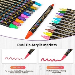 120 Colors Dual Tip Acrylic Paint Markers Set