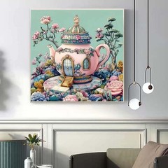 Teapot Castle Diamond Art Kits for Adults,5D 13.79 x inches, YP006