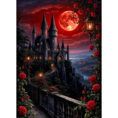 Roses Paint by Numbers Kit for Adults Beginner,Castle Easy Adult Paint by Number
