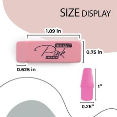 BAZIC Eraser Sets Eraser, Pink (2233) | latex-and PVC-free, pink block erasers