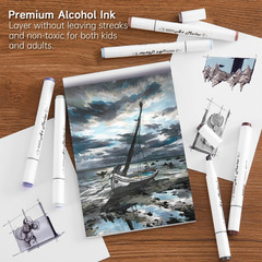 15 Colors Grey Tones Dual Tip Art Marker, Alcohol Based Marker Pens Double Ended