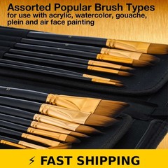 U.S. Art Supply 15 Piece Artist Long Handle Brush Set – Travel Case