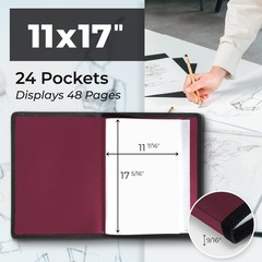 11X17 Art Portfolio Binder with Black Mounting Paper (Ruby), Large Portfolio Fol