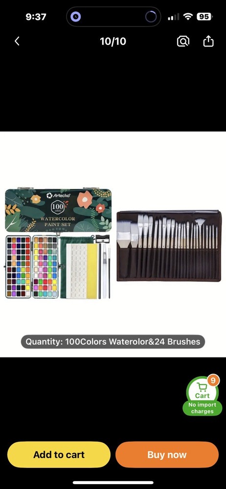 100 Watercolor & 24 Brushes NEW Shipping Included
