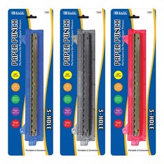 Bazic Premium 3-Hole Hole Paper Punch (Colors May Vary)