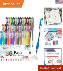 Glitter Gel Pens for Adult Coloring Books, 36 Colors Gel Marker Set Colored P…