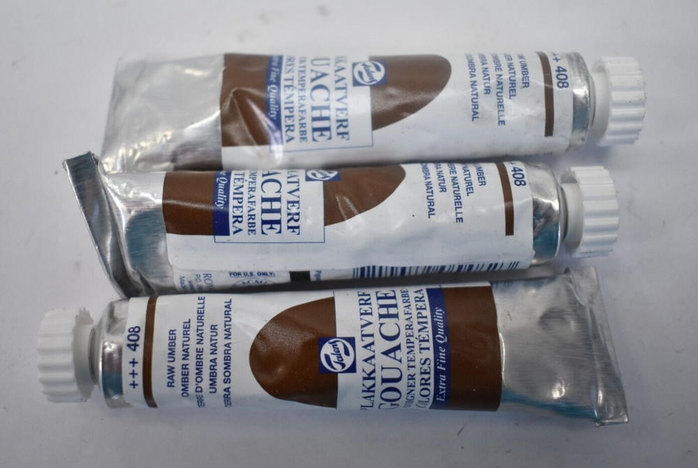 Lot of 3 Talen Gouache Tempera Extra Fine 20mL Terra D’Shadow Natural Raw Umber