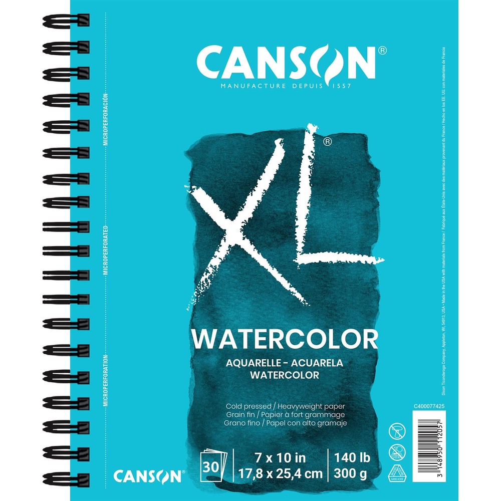 XL Series Watercolor Paper, Wirebound Pad, 7×10 inches, 30 Sheets (140lb/300g…