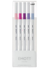 Uniball EMOTT Fine Line Marker Pens, Fine Point (0.4mm), Floral Colors, 5 Count