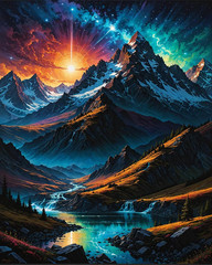 Mountain Paint By Numbers Kit For Adults Beginner Colourful Landscape Paint By N