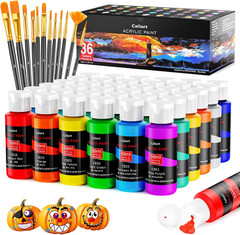 Caliart Acrylic Paint Set with 12 Brushes, 36 Colors Art Craft Paint Kits for Ar