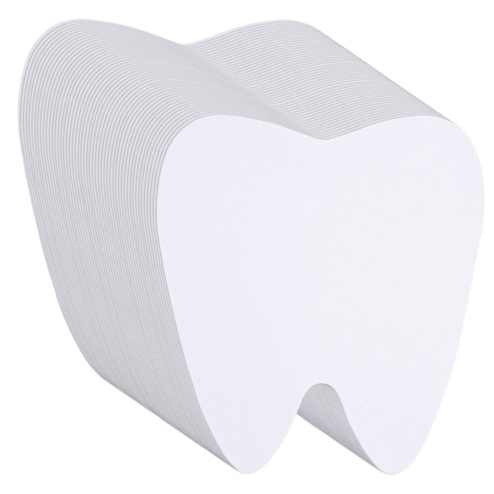 72 Pieces White Paper Tooth Shape Cutouts for Kids DIY Craft Art Project