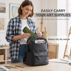 30-Slot Roll-Up Paint Brush Holder, Premium Canvas Brush Organizer for Artist…