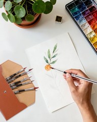 EORTA 6 Pieces Travel Watercolor Brushes with Leather Pouch, Extendable Paint…