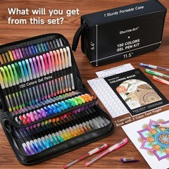 130 Color Gel Pens Set with Bonus Coloring Book