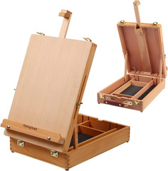 Wooden Tabletop Easel, Beech Wood Sketchbox Desktop Easel