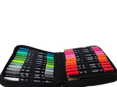 PAGATHER 48 Dual-Tip Acrylic Markers, (Multi-Color) Set With Case