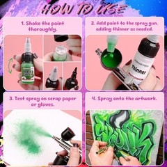 33 Colors Acrylic Airbrush Paint Kit – Ready to Spray, Water-Based, Includes Thi