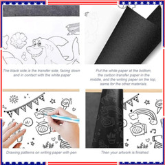 100 Sheets Carbon Paper, Black Graphite Paper for Tracing Patterns onto Wood, Pa