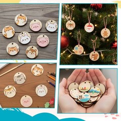 100 Pcs Unfinished 1 inch Round Wooden Circles with 1 inch, Natural Wood