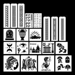 Greece Knight Stencils for Painting – 20 Pcs Greca Geometric Patterns Stencil…