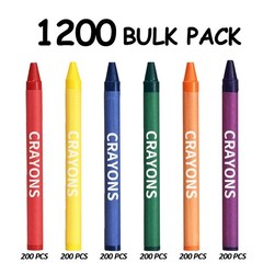 Rarlan Crayons Bulk 6 Colors 200 Boxes 1200 Count Crayons