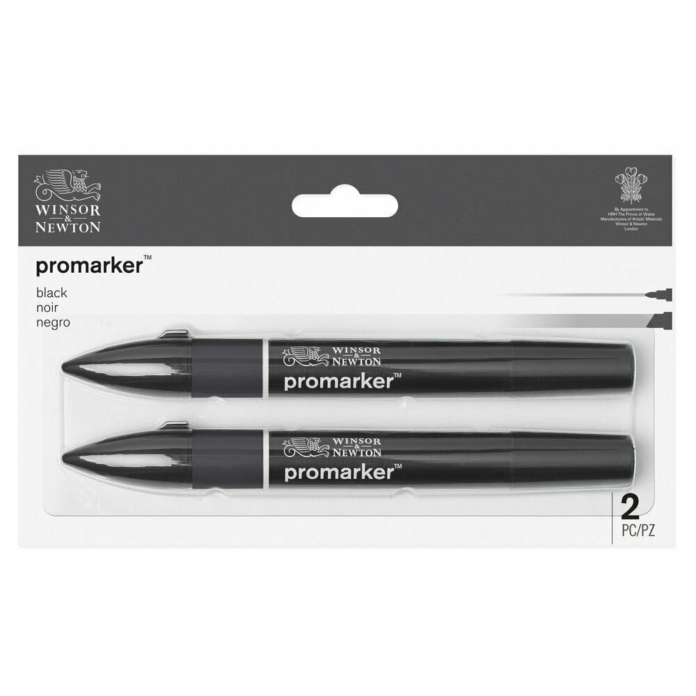 Winsor & Newton ProMarker Twin Tip Marker Set – Black Twin Pack