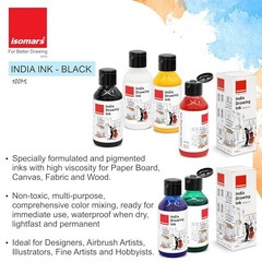 Waterproof Drawing Ink Set of 6 x 100ML Bottles Assorted Colours