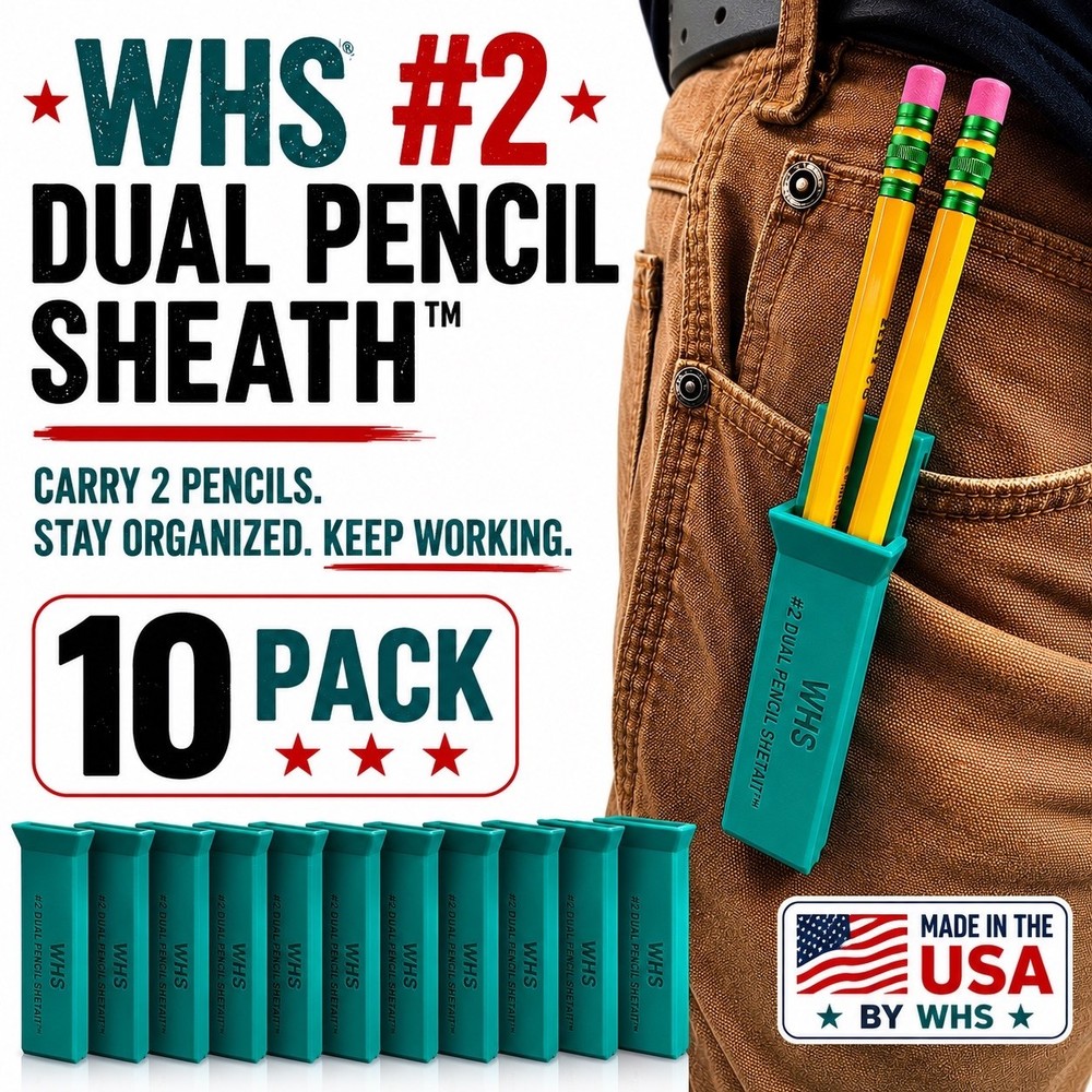 Dual Pencil Holder 10 Pack w/Pencils Fast Draw Pocket Clip One-Piece Design
