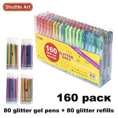 Glitter Gel Pens 220% Ink Glitter 80 Colored Gel Pens plus 80 Refills 160 Pack