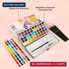 Grabie 50 Colors Watercolor Paint Set, Detail Paint Brush Included, Watercolor P