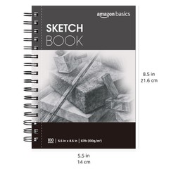 Amazon Basics Sketch Pad for Artists, 67 lb. / 100 gsm, 100 5.5×8.5, White